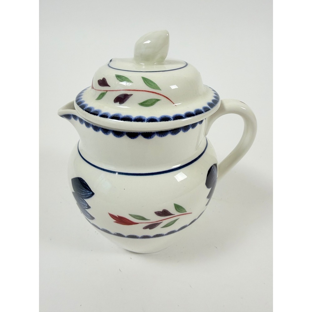 Vintage Adams Lancaster Lidded Creamer – English Ironstone – Hand‑Painted Floral